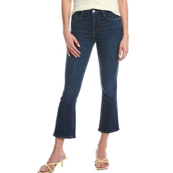 FRAME DENIM: Le Crop Mini Boot Denim Dark Blue Wash Indigo Jean Size 25 - Picture 1 of 5